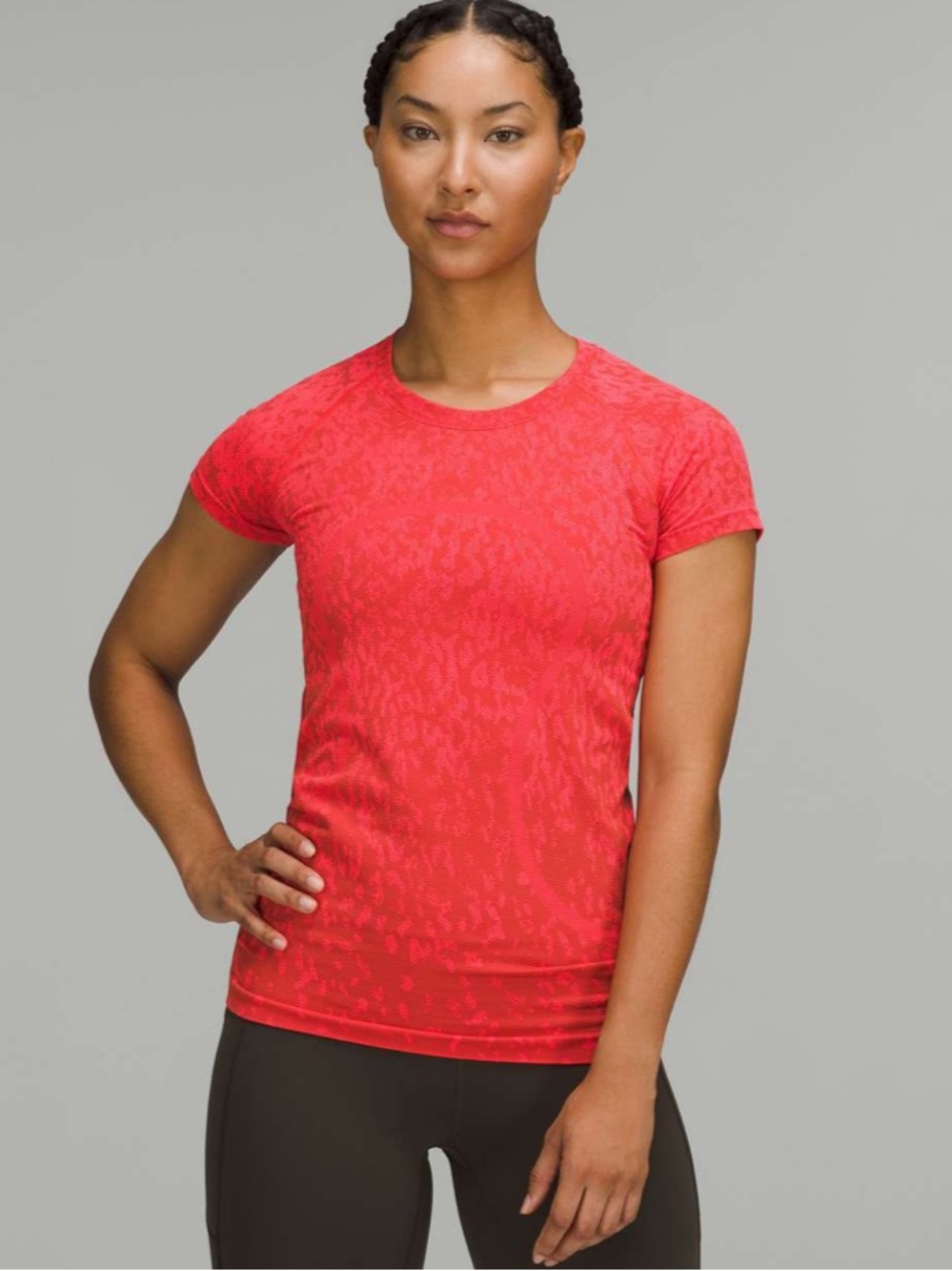 Lululemon Swiftly Tech Short Sleeve Shirt 2.0 Covered Camo Red Rock/Flare Sz 10